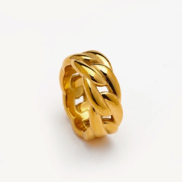 18K gold plated curb chain ring - Picture 2 of 5